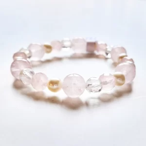 rózsakvarc, angyal aura kvarc karkötő