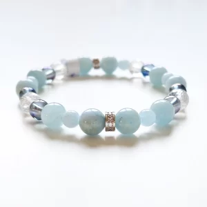 akvamarin, aqua aura kvarc karkötő