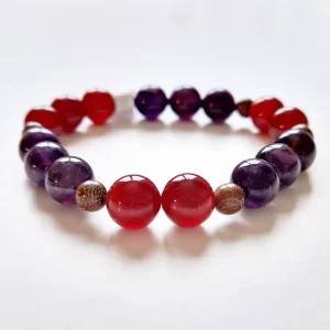 karneol, ametiszt karkötő