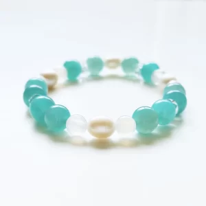 amazoni, hegyikristály, édesvízi gyöngy, fehér achát