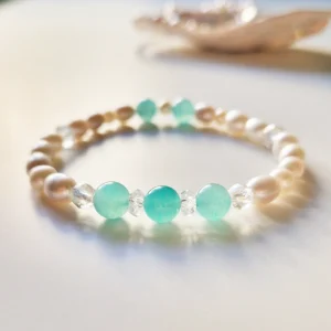 amazonit, édesvízi gyöngy, hegyikristály, angyal aura kvarc